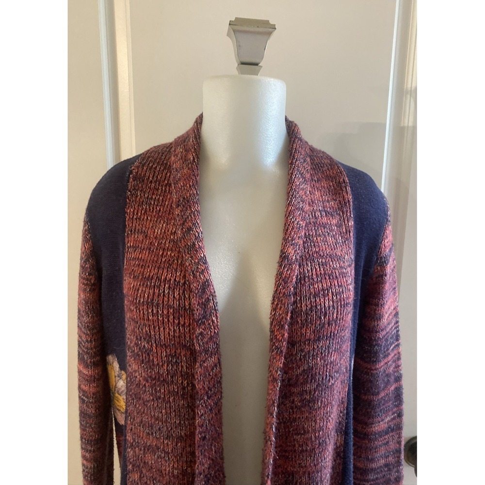 Moth Anthropologie Size Medium Duster Cardigan Sweater Open Long Blue‎ Floral - Picture 7 of 11